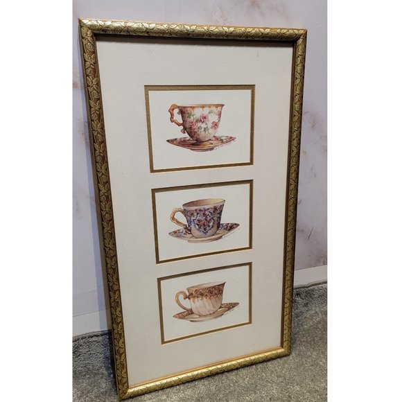 Carolyn Shores Wright Victorian Teacups Gilded Framed Prints - Picture 2 of 6